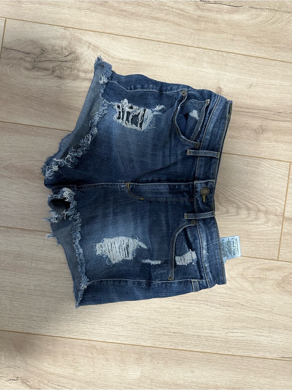 GUESS Distressed Dark Blue Denim Jean Shorts